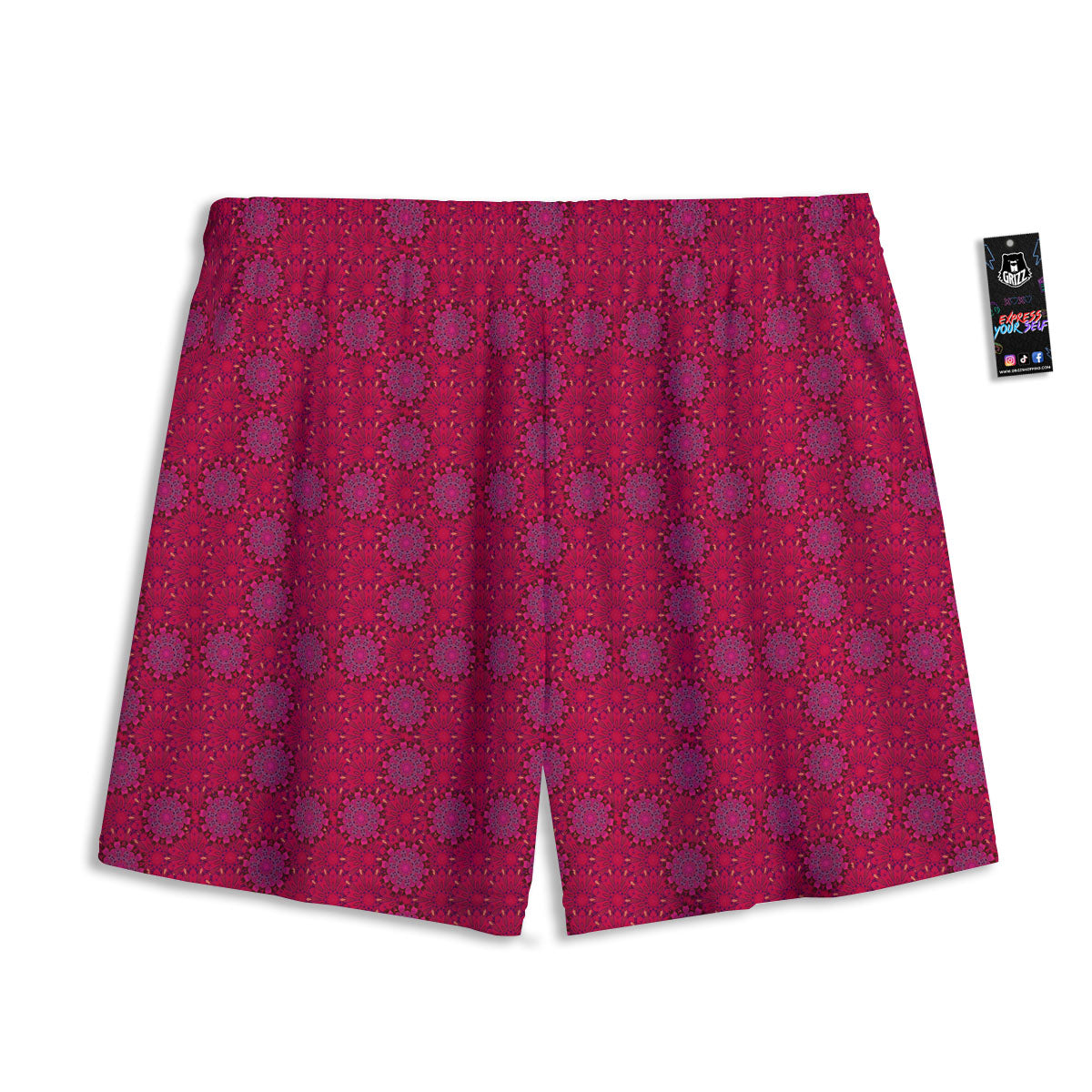 Mandala Bohemian Magenta Print Pattern Mesh Shorts