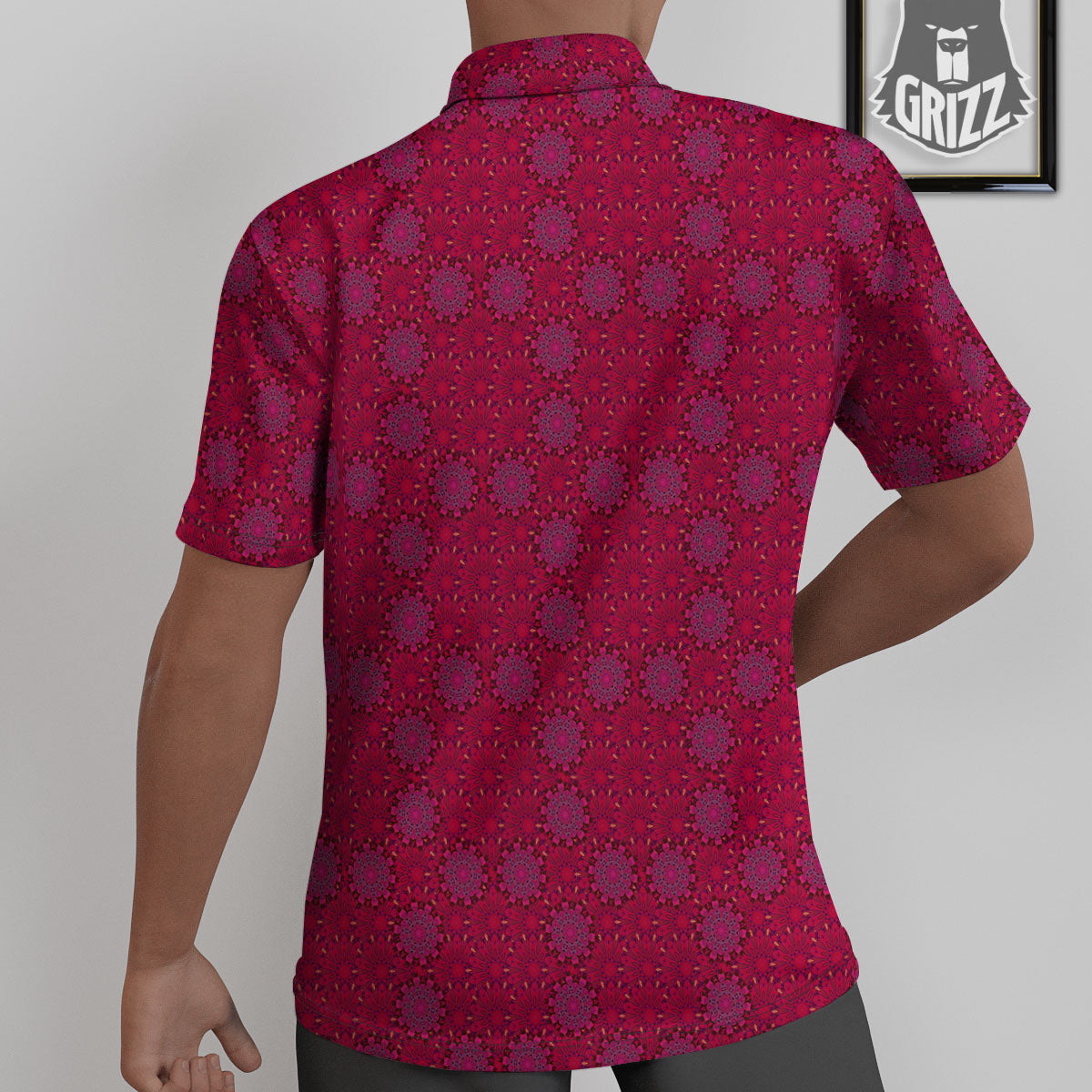 Mandala Bohemian Magenta Print Pattern Untucked Shirts-grizzshop