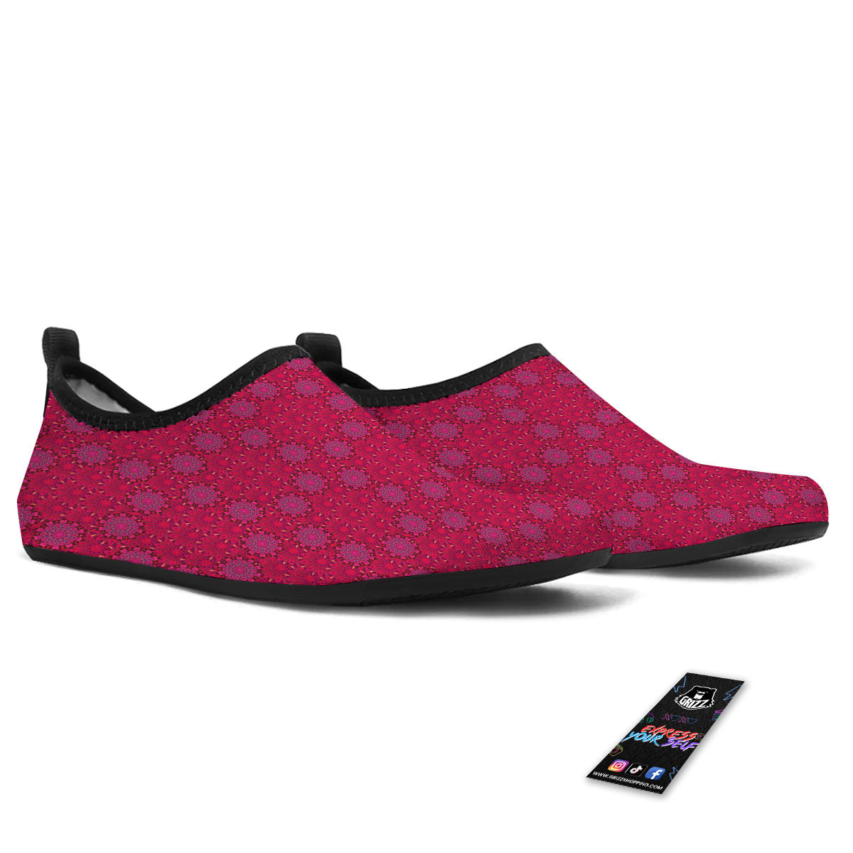 Mandala Bohemian Magenta Print Pattern Water Shoes-grizzshop