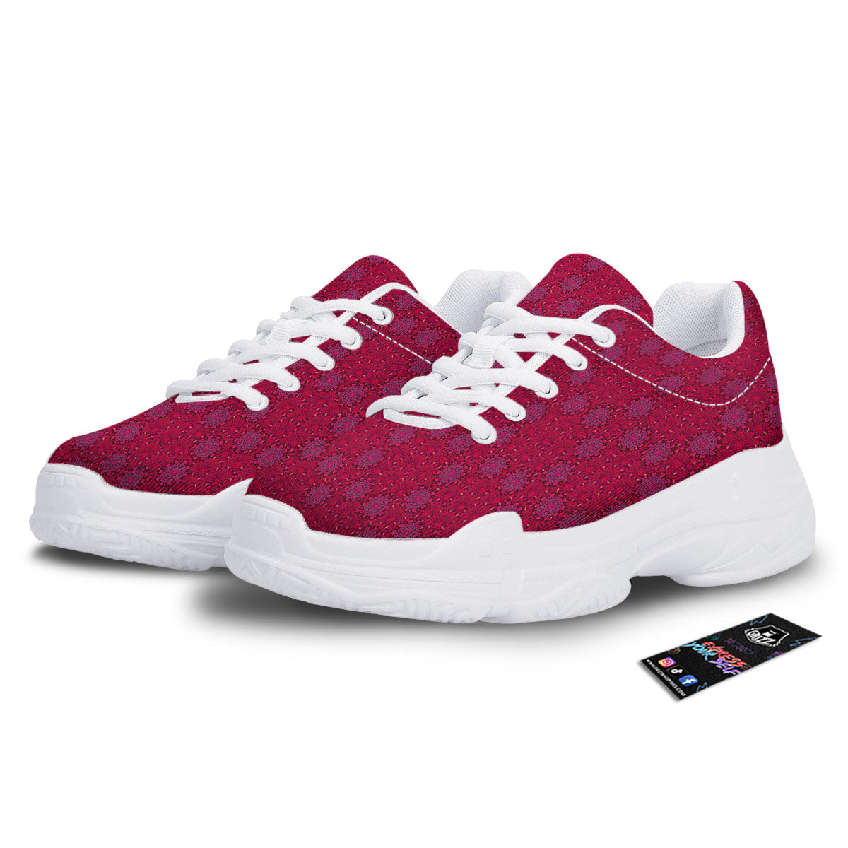 Mandala Bohemian Magenta Print Pattern White Chunky Shoes-grizzshop