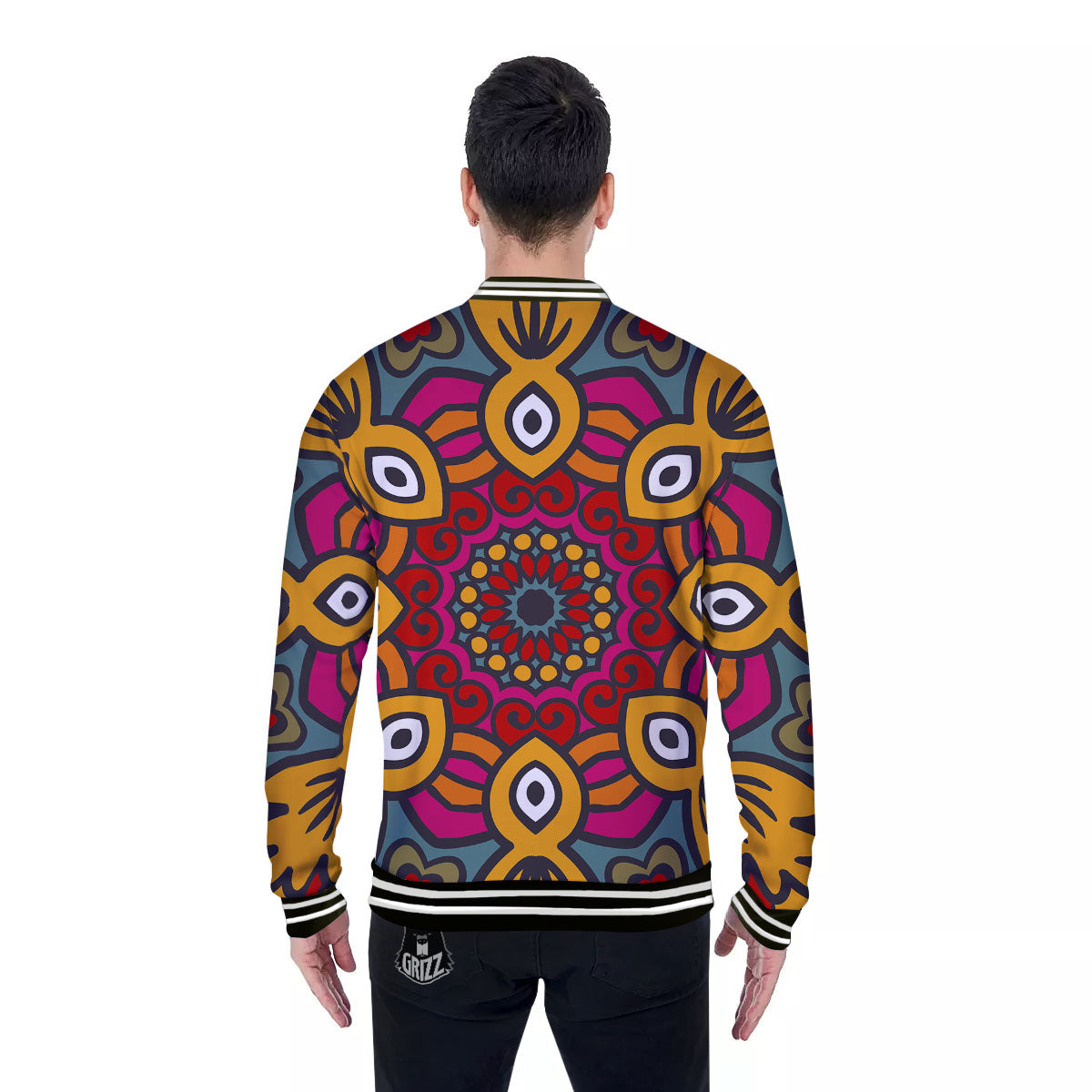 Mandala Bohemian Native Print Pattern Baseball Jacket-grizzshop