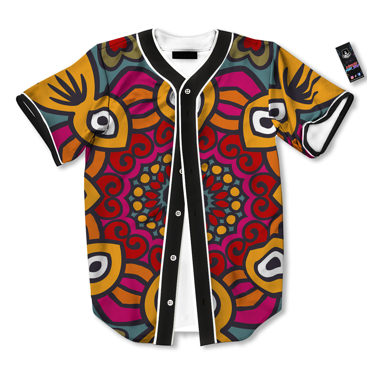 Mandala Bohemian Native Print Pattern Baseball Jersey-grizzshop