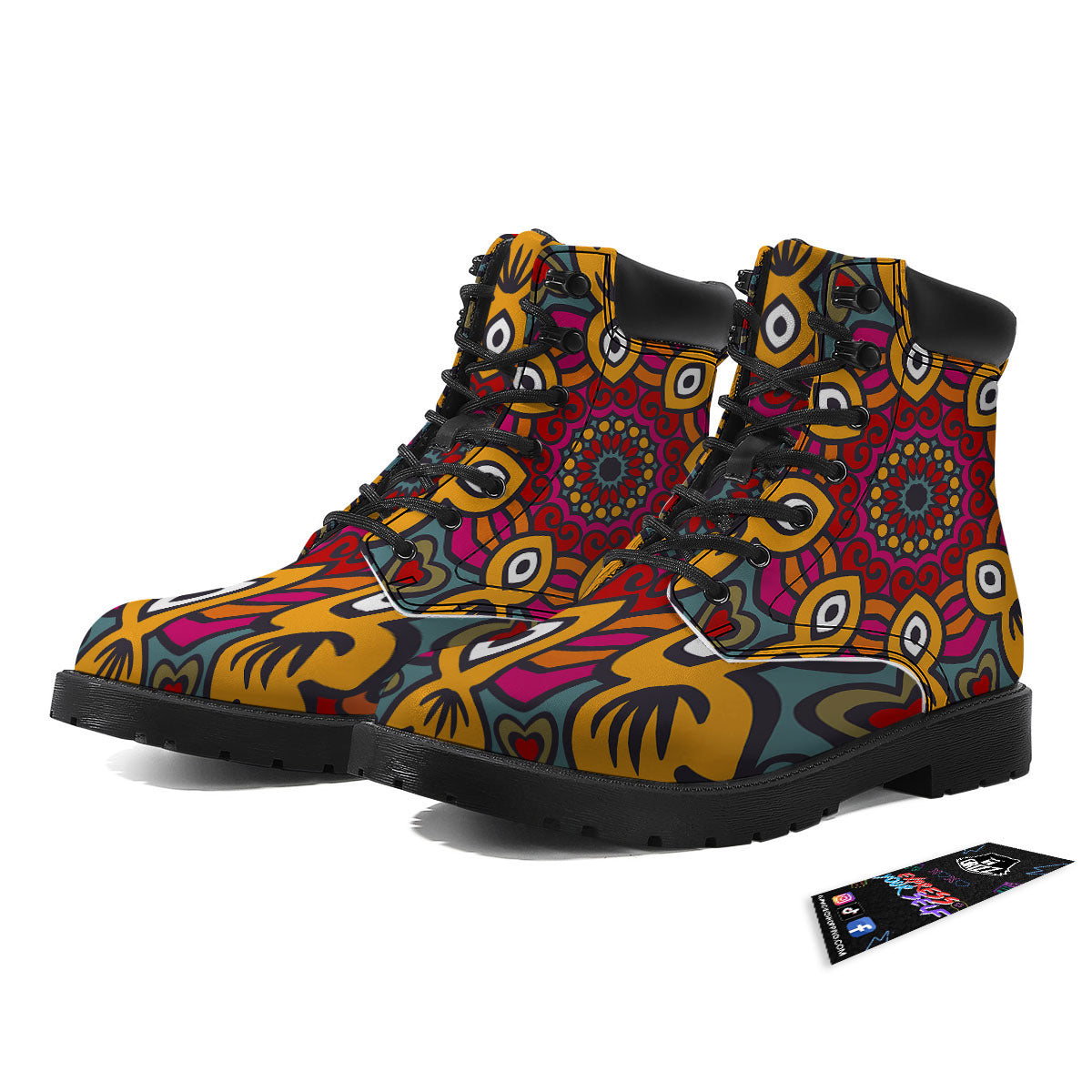 Mandala Bohemian Native Print Pattern Boots-grizzshop