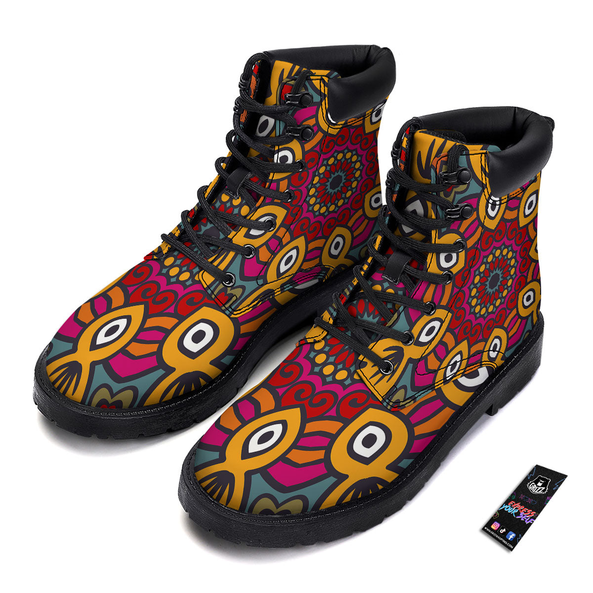 Mandala Bohemian Native Print Pattern Boots-grizzshop