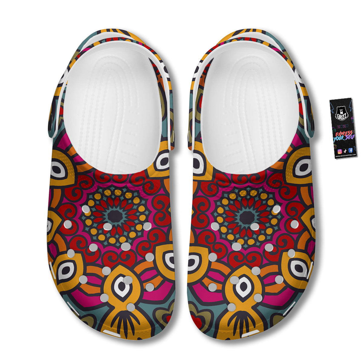 Mandala Bohemian Native Print Pattern Clog-grizzshop