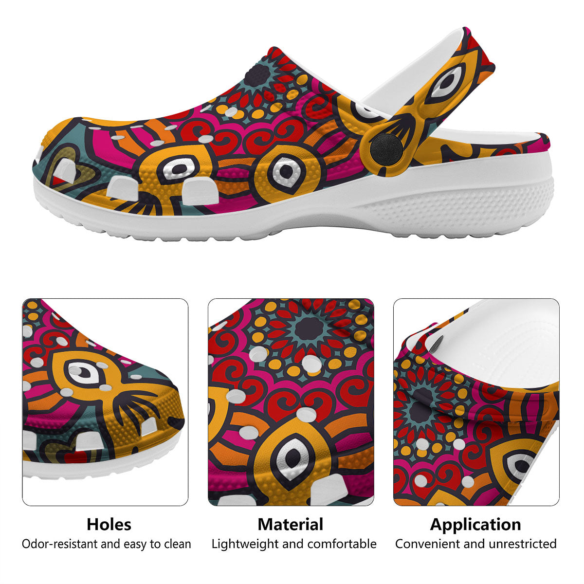 Mandala Bohemian Native Print Pattern Clog-grizzshop