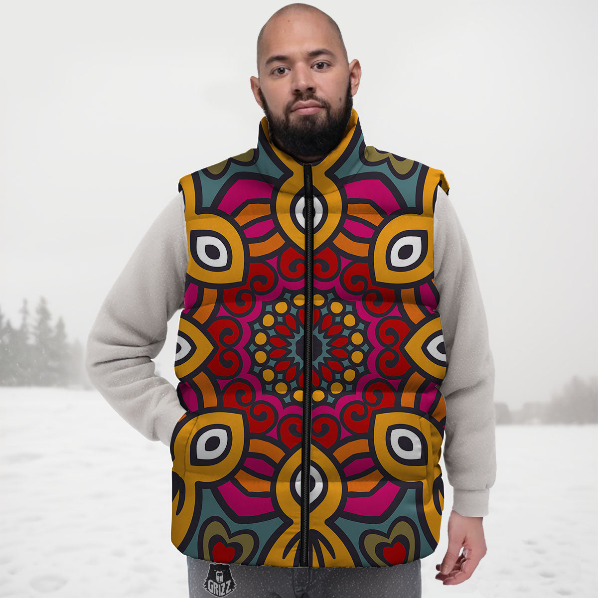 Mandala Bohemian Native Print Pattern Down Vest