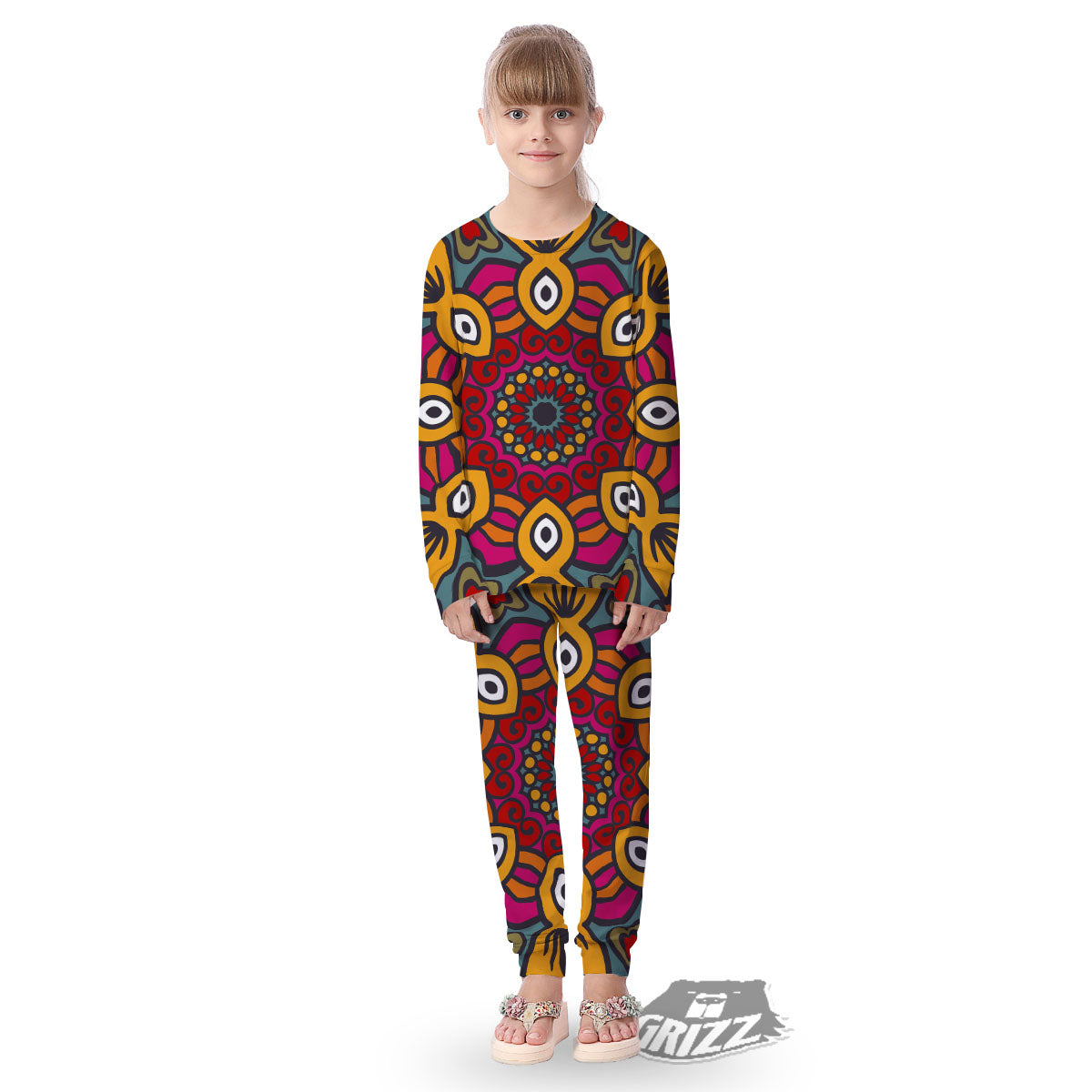 Mandala Bohemian Native Print Pattern Kid's Pajamas-grizzshop