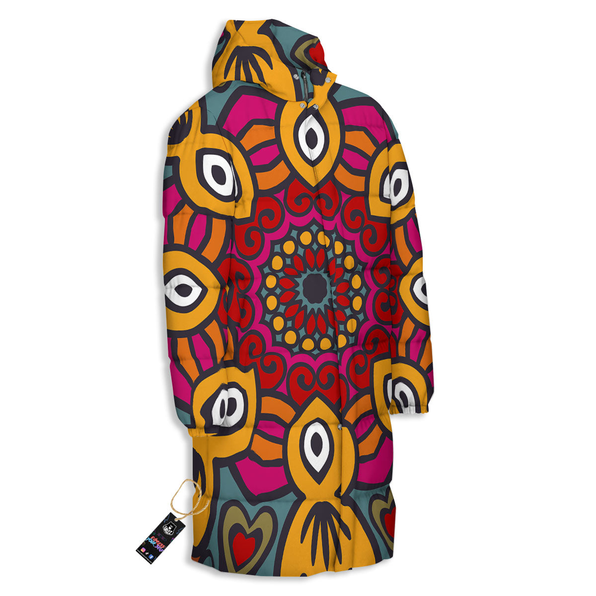 Mandala Bohemian Native Print Pattern Long Down Jacket-grizzshop