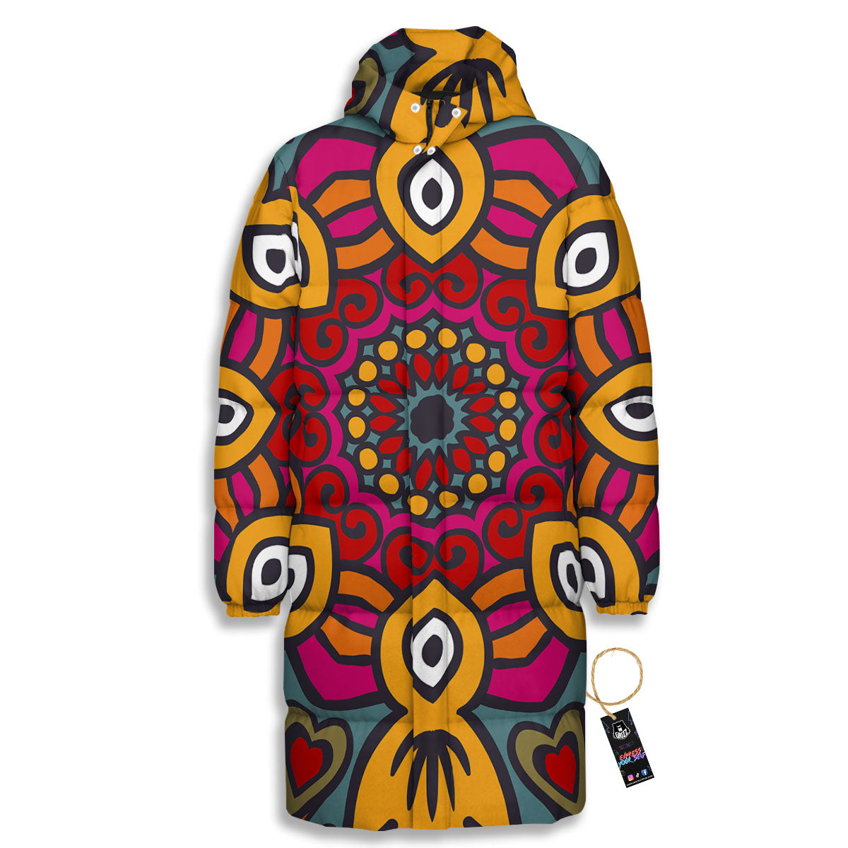Mandala Bohemian Native Print Pattern Long Down Jacket-grizzshop