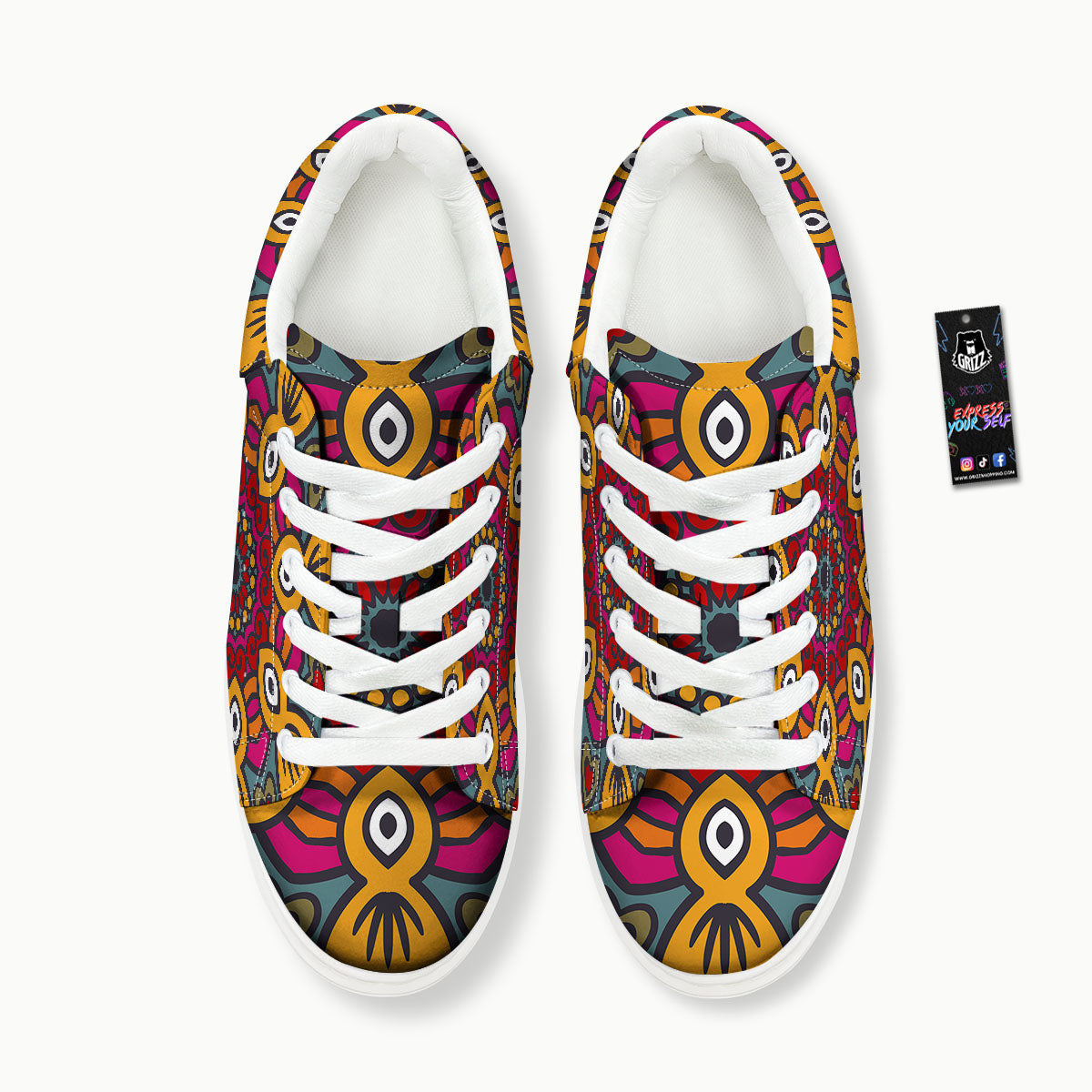 Mandala Bohemian Native Print Pattern Platform Shoes-grizzshop