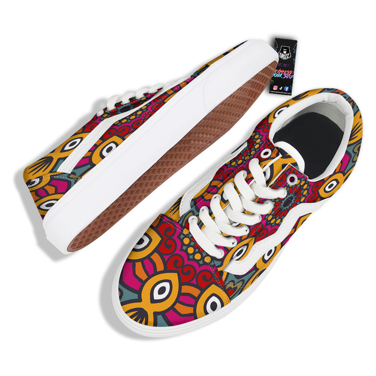 Mandala Bohemian Native Print Pattern Skate Shoes-grizzshop