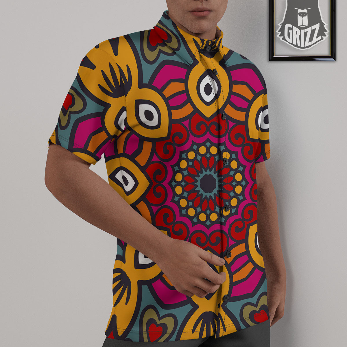 Mandala Bohemian Native Print Pattern Untucked Shirts-grizzshop