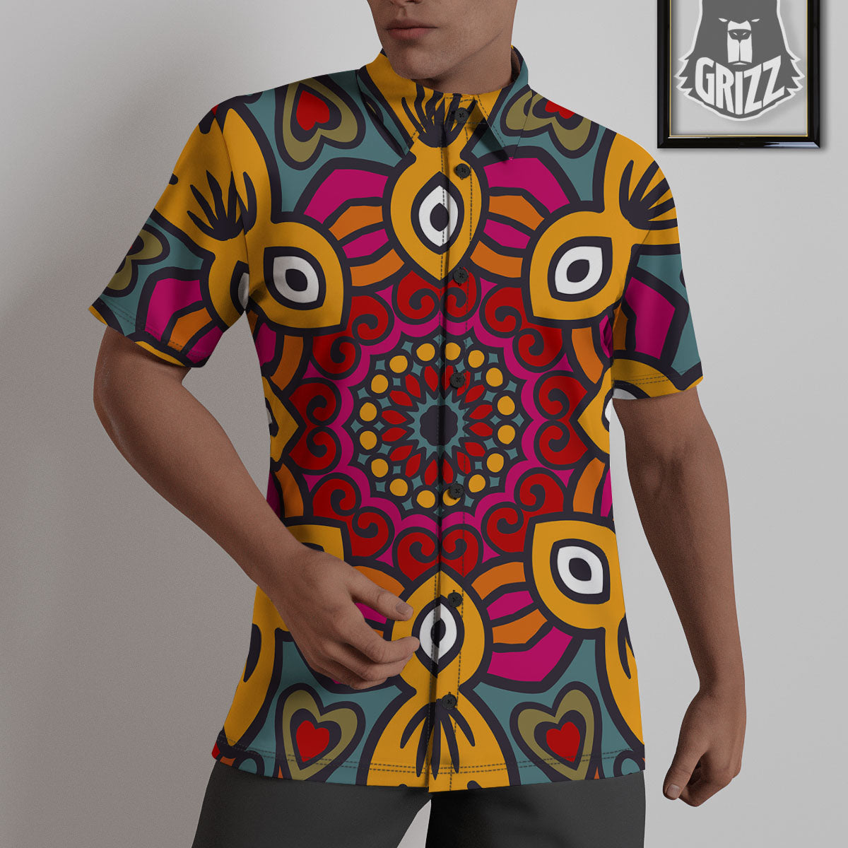 Mandala Bohemian Native Print Pattern Untucked Shirts-grizzshop