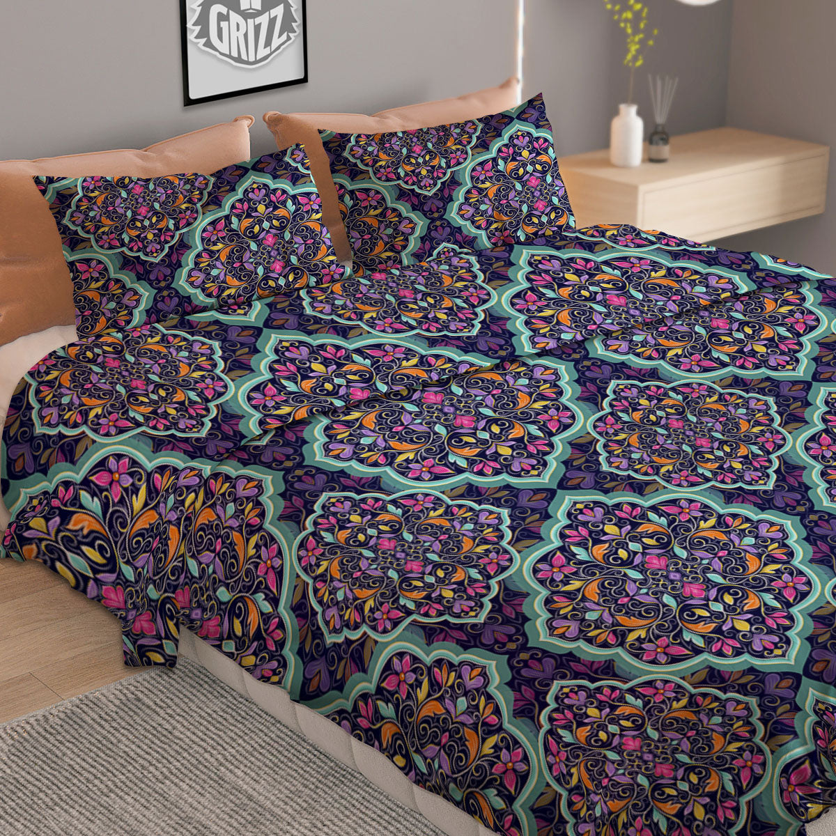 Marble White Ruby Print Duvet Cover Bedding Set