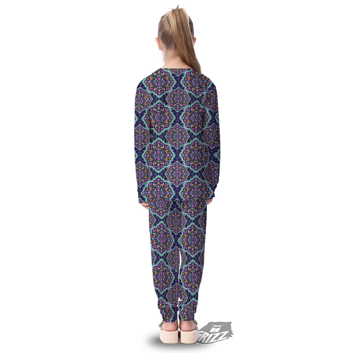 Mandala Bohemian Purple Print Pattern Kid's Pajamas-grizzshop