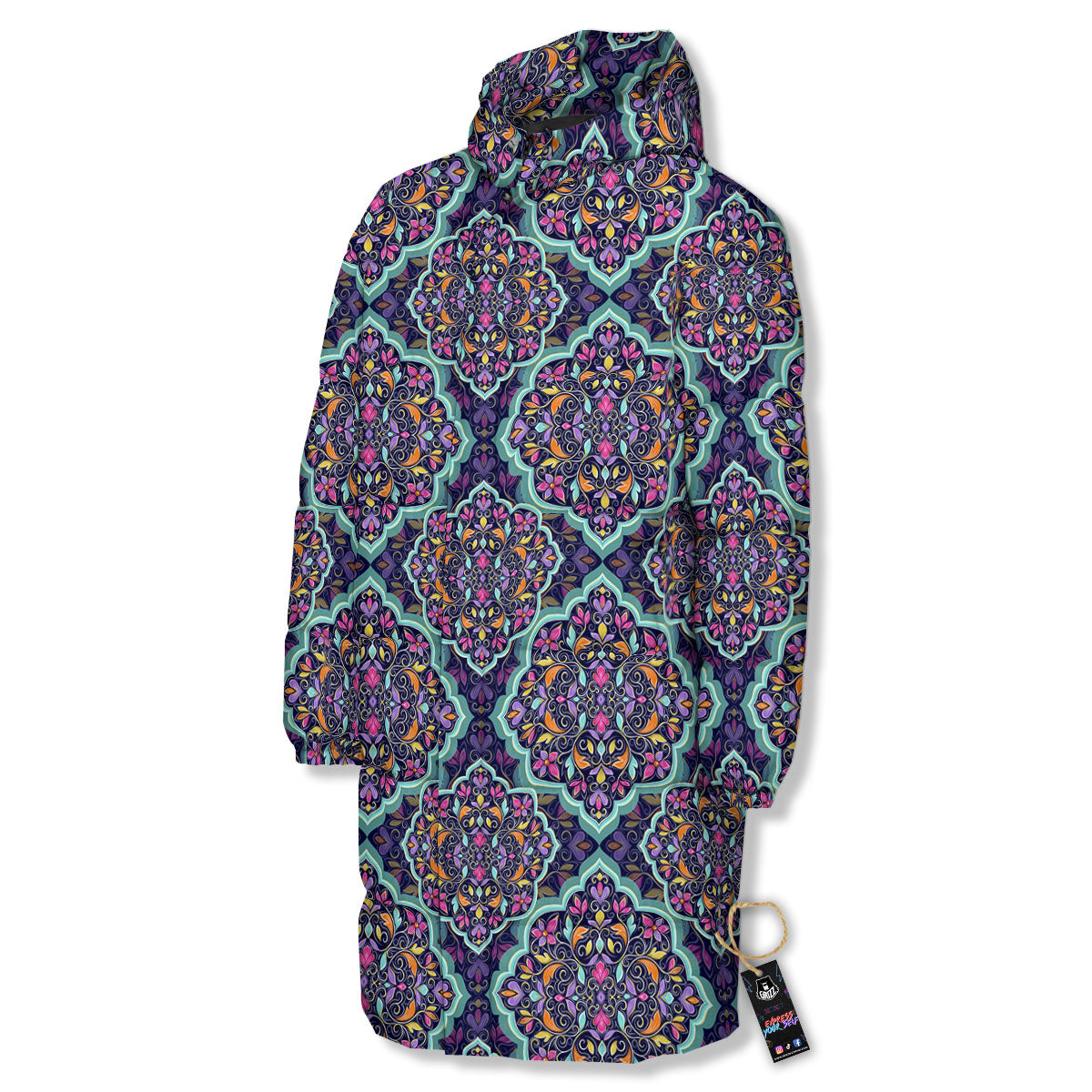 Mandala Bohemian Purple Print Pattern Long Down Jacket-grizzshop