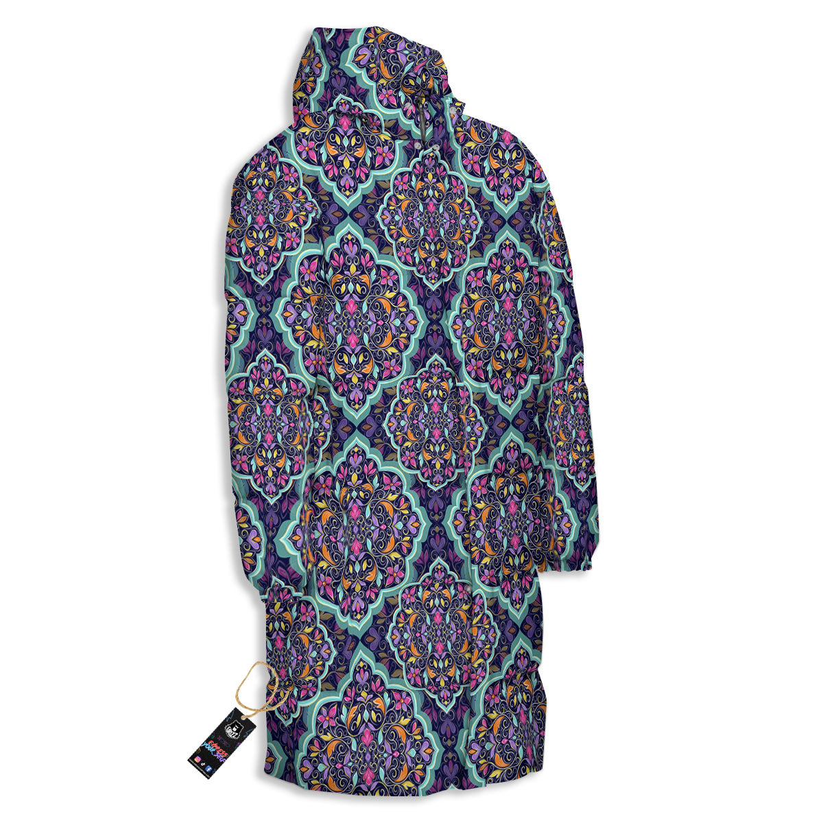 Mandala Bohemian Purple Print Pattern Long Down Jacket-grizzshop