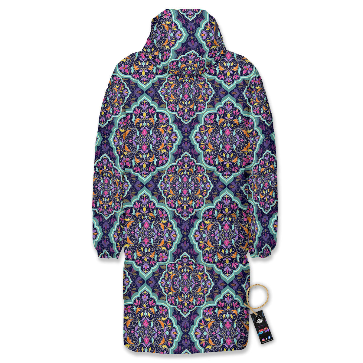 Mandala Bohemian Purple Print Pattern Long Down Jacket-grizzshop