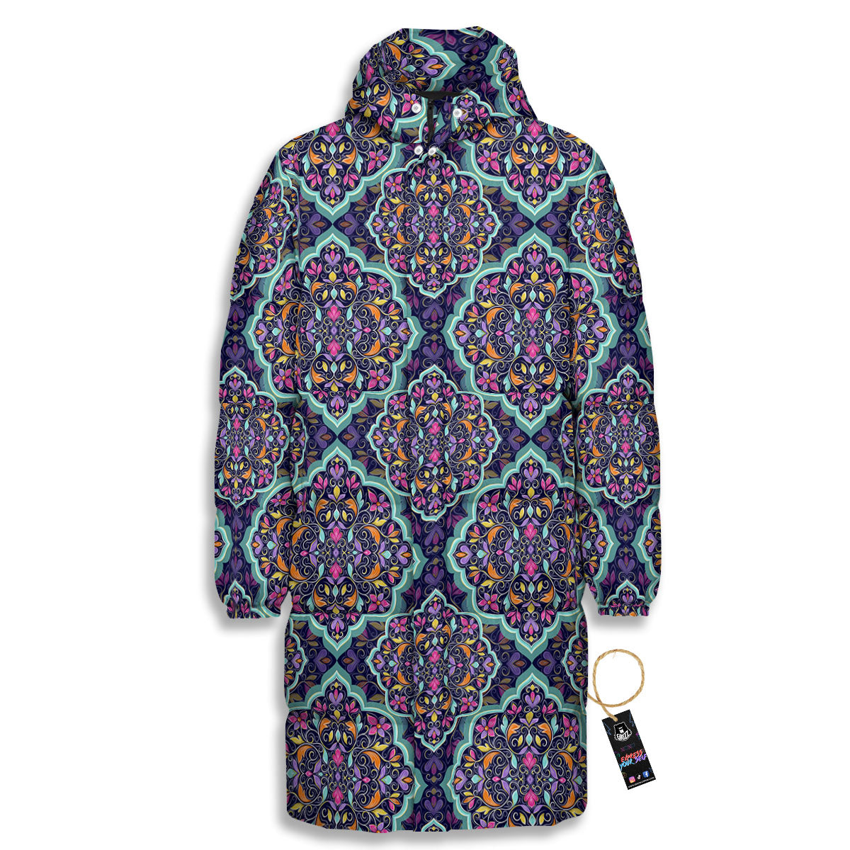Mandala Bohemian Purple Print Pattern Long Down Jacket-grizzshop