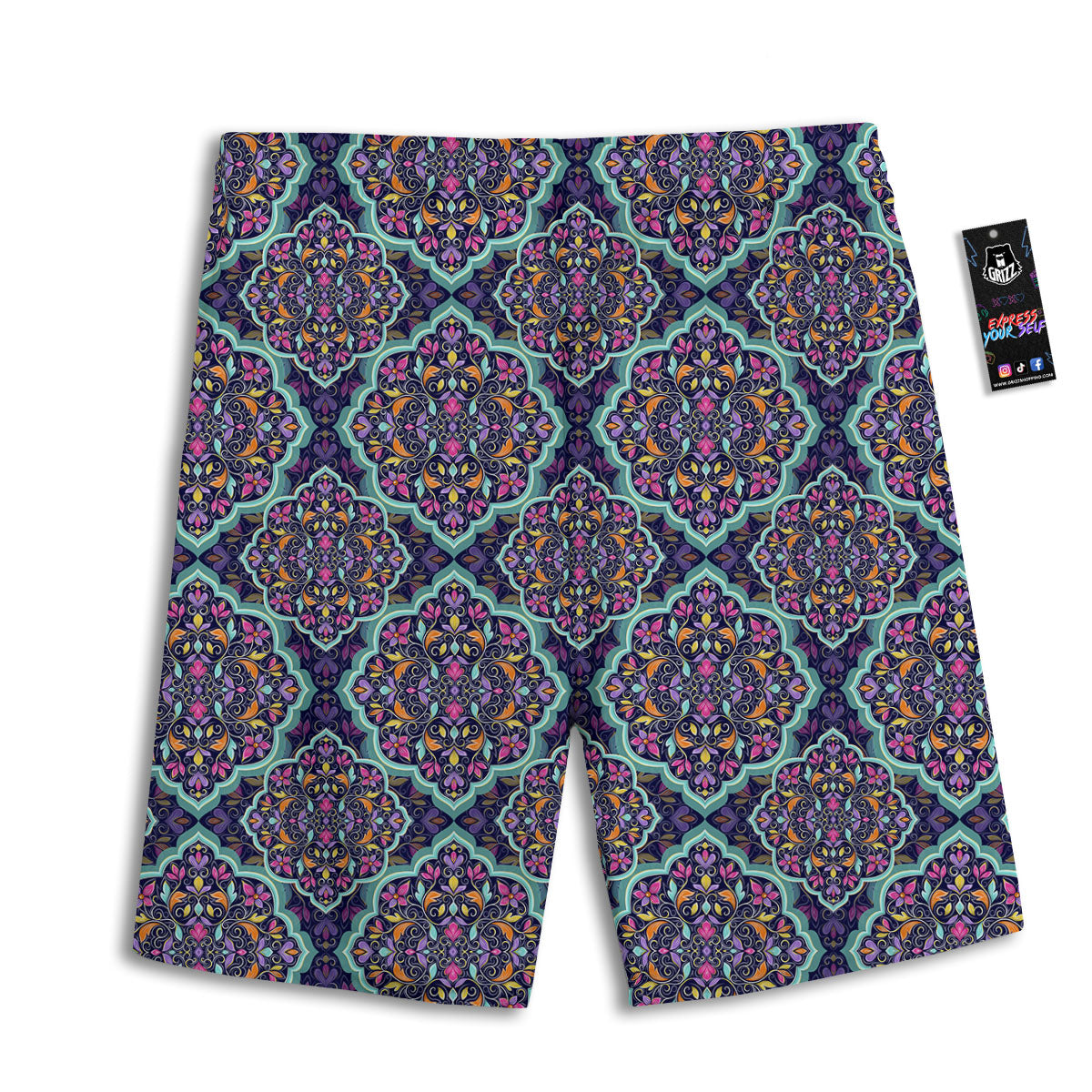 Mandala Bohemian Purple Print Pattern Men's Athletic Shorts