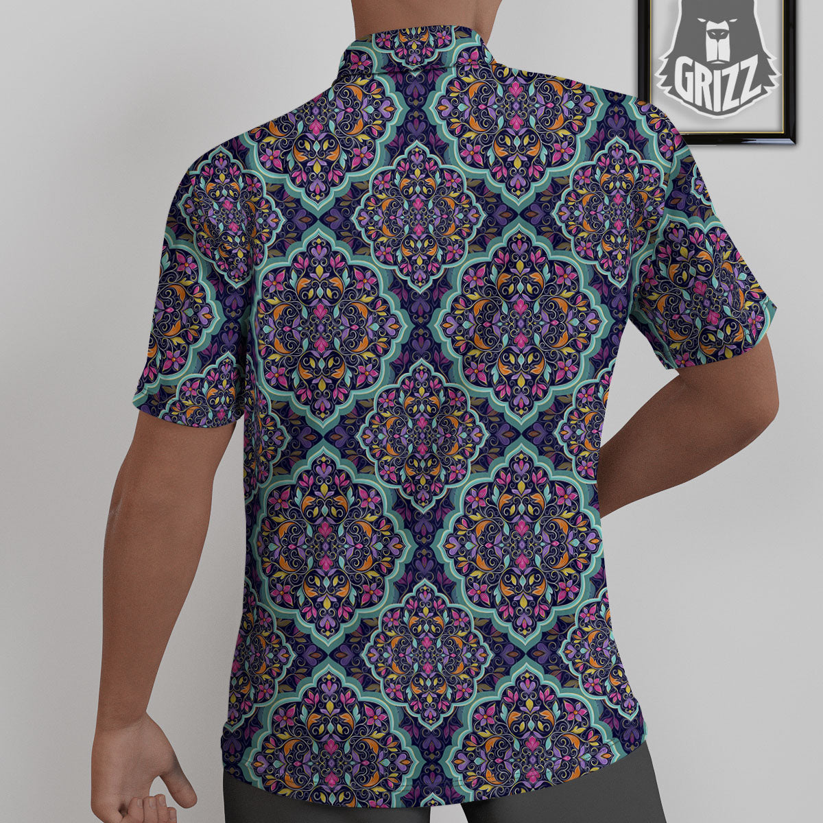 Mandala Bohemian Purple Print Pattern Untucked Shirts-grizzshop
