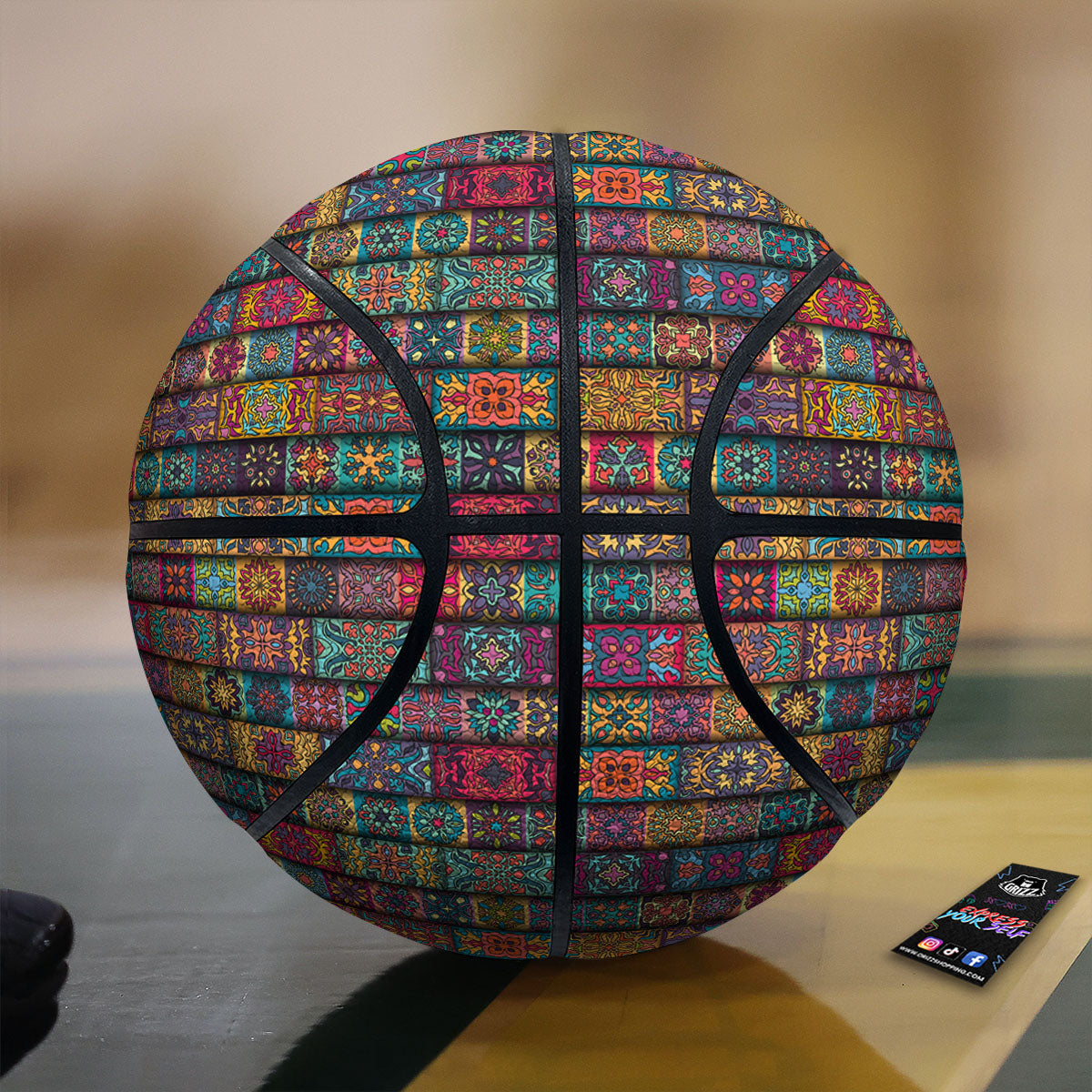Mandala Bohemian Rectangle Print Pattern Basketball-grizzshop