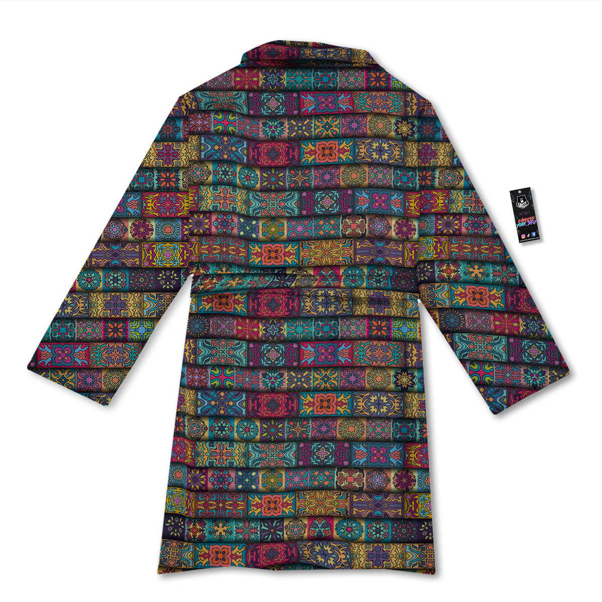 Mandala Bohemian Rectangle Print Pattern Bathrobe-grizzshop