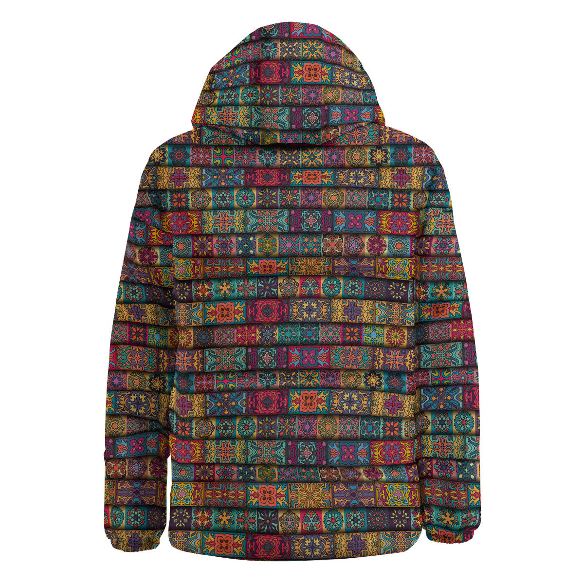 Mandala Bohemian Rectangle Print Pattern Down Jacket-grizzshop