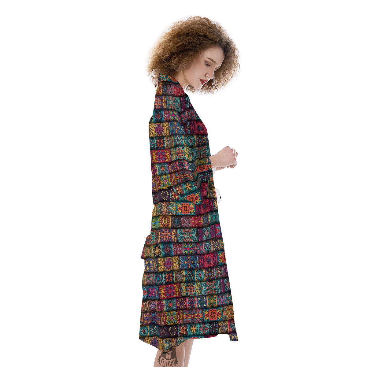 Mandala Bohemian Rectangle Print Pattern Kimono-grizzshop