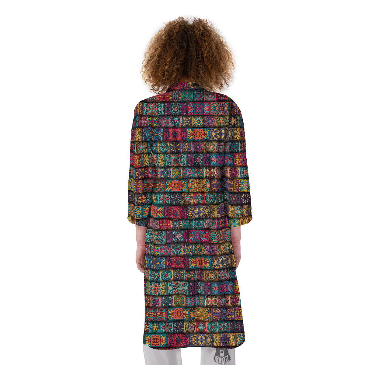 Mandala Bohemian Rectangle Print Pattern Kimono-grizzshop