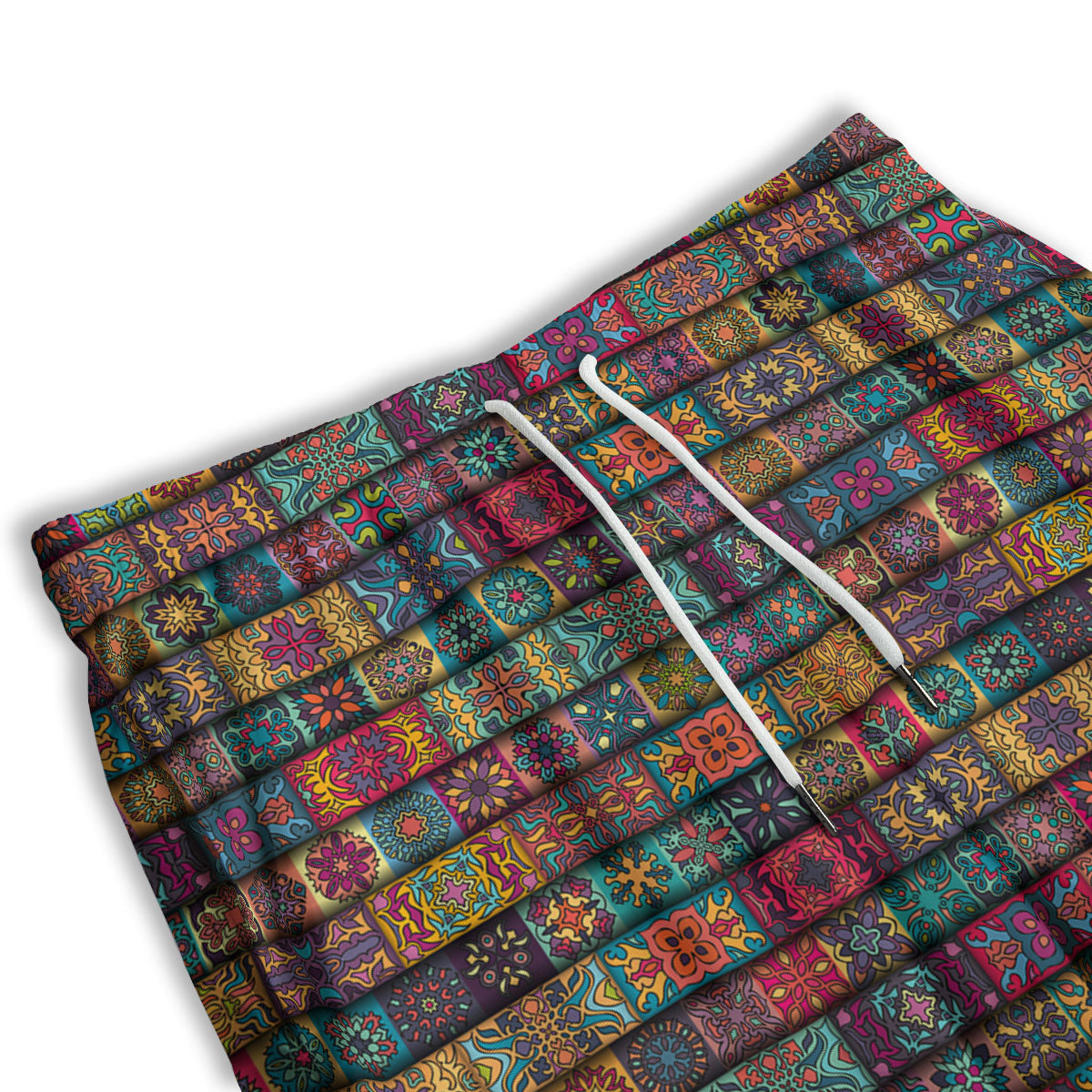 Mandala Bohemian Rectangle Print Pattern Men's Athletic Shorts