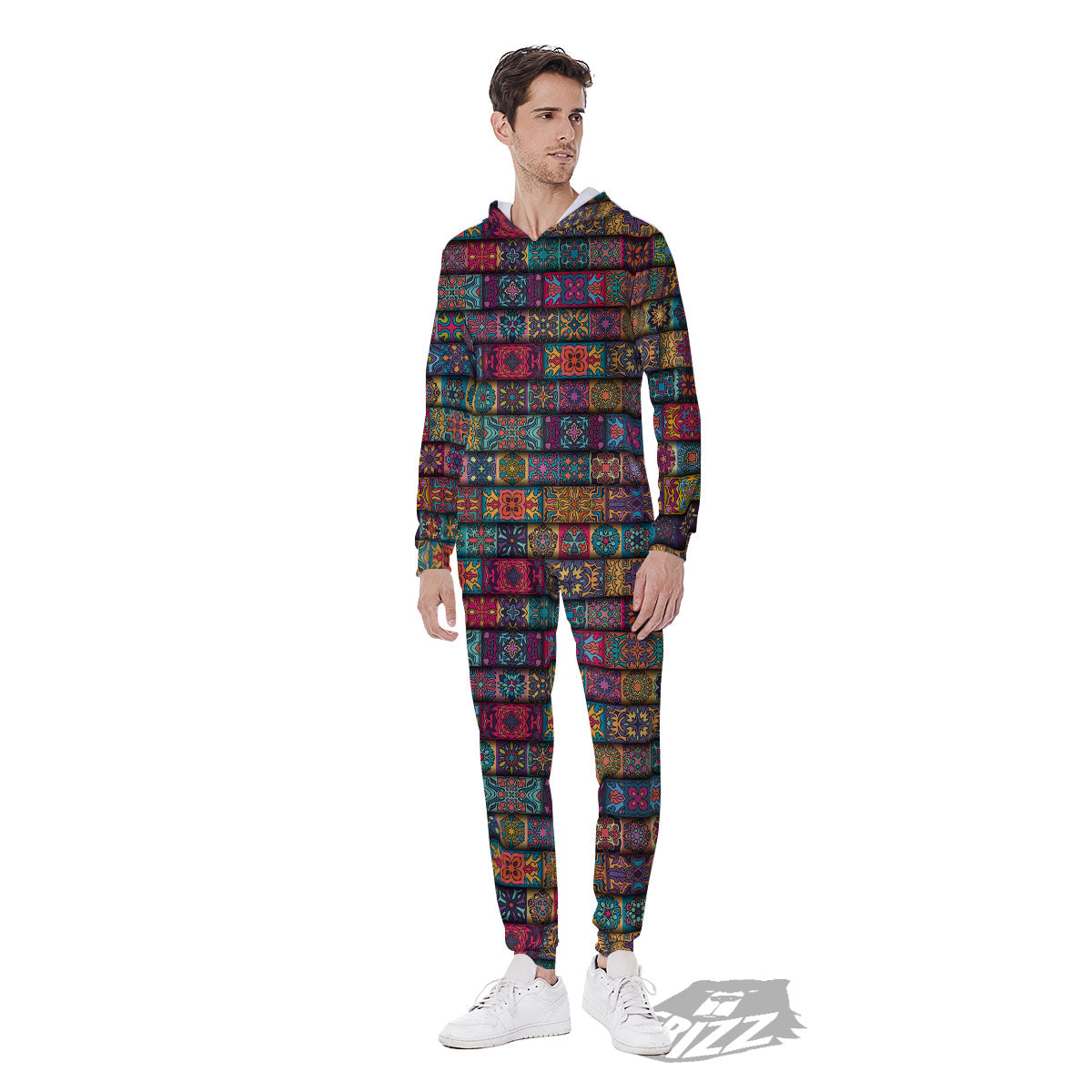 Mandala Bohemian Rectangle Print Pattern Men's Jumpsuit-grizzshop