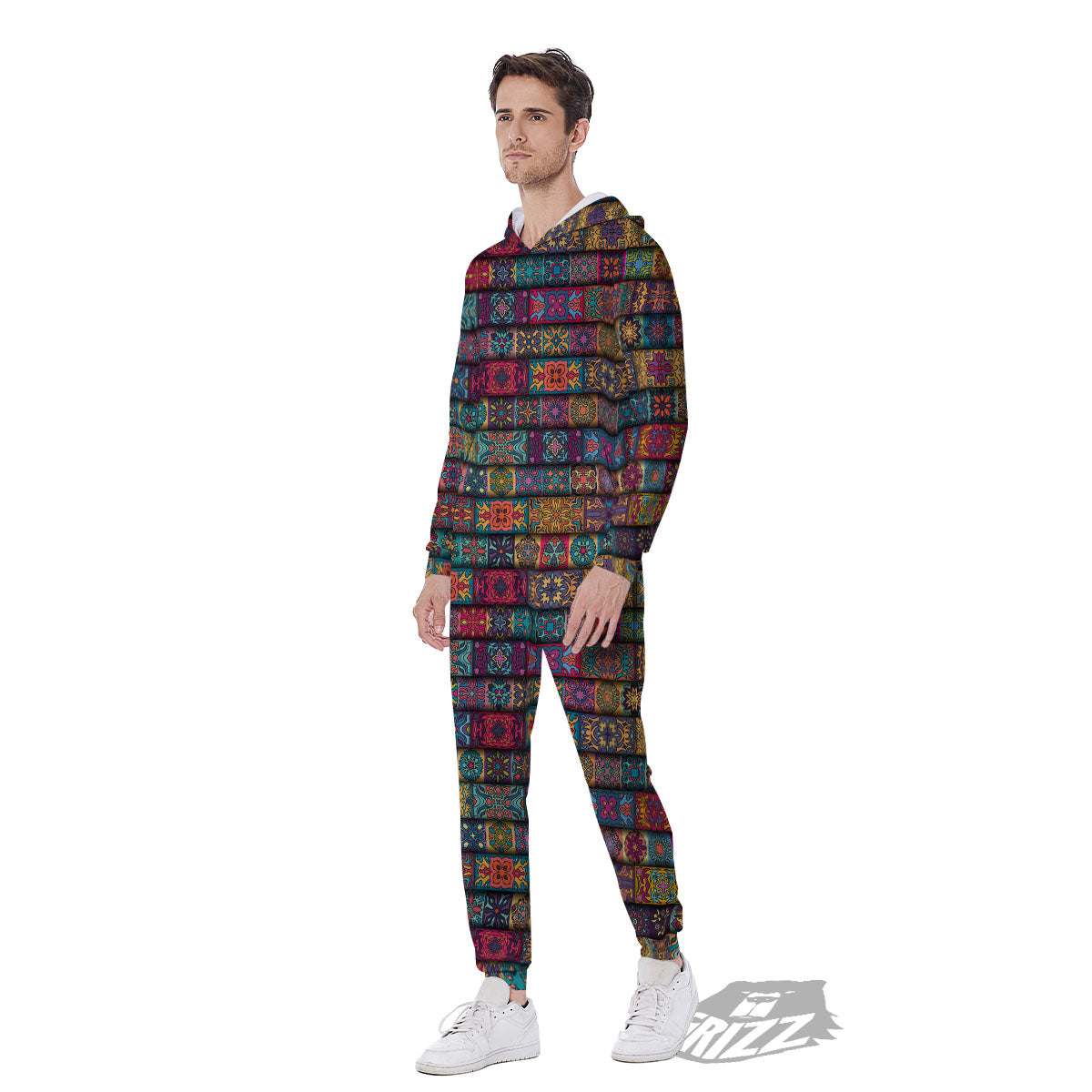 Mandala Bohemian Rectangle Print Pattern Men's Jumpsuit-grizzshop