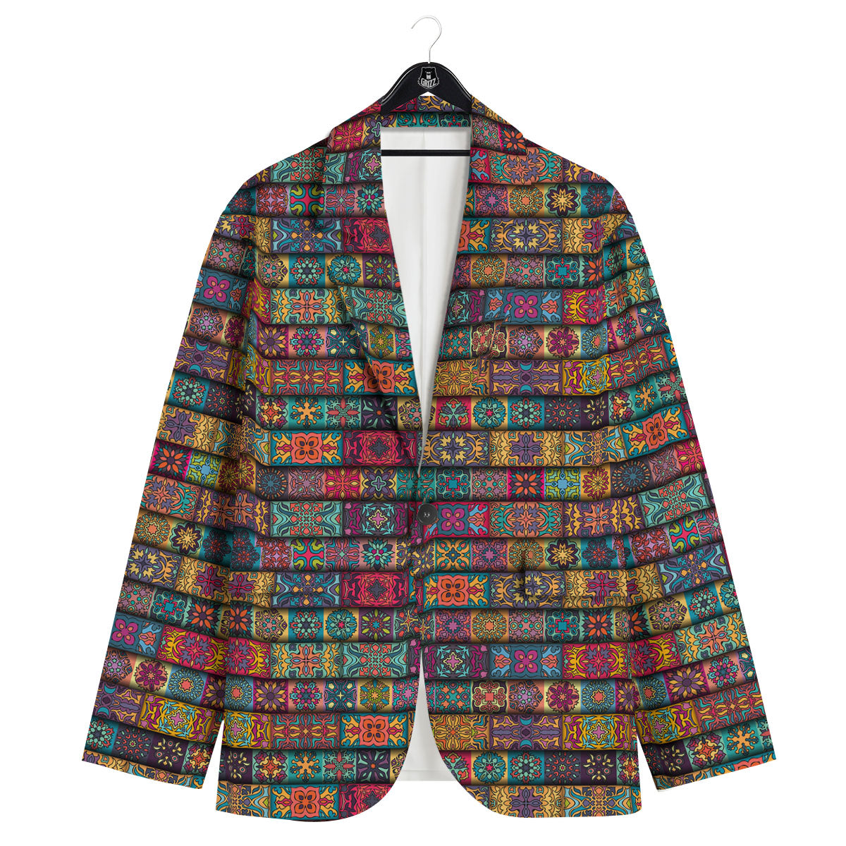 Mandala Bohemian Rectangle Print Pattern Men's Sport Coat-grizzshop