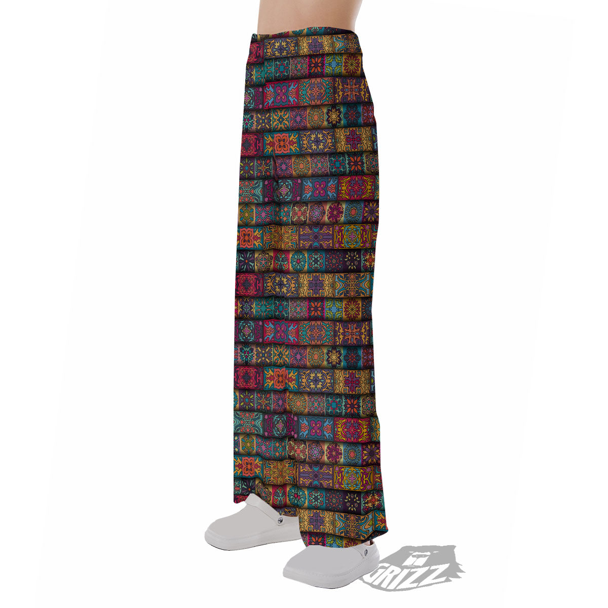 Mandala Bohemian Rectangle Print Pattern Pajama Pants-grizzshop