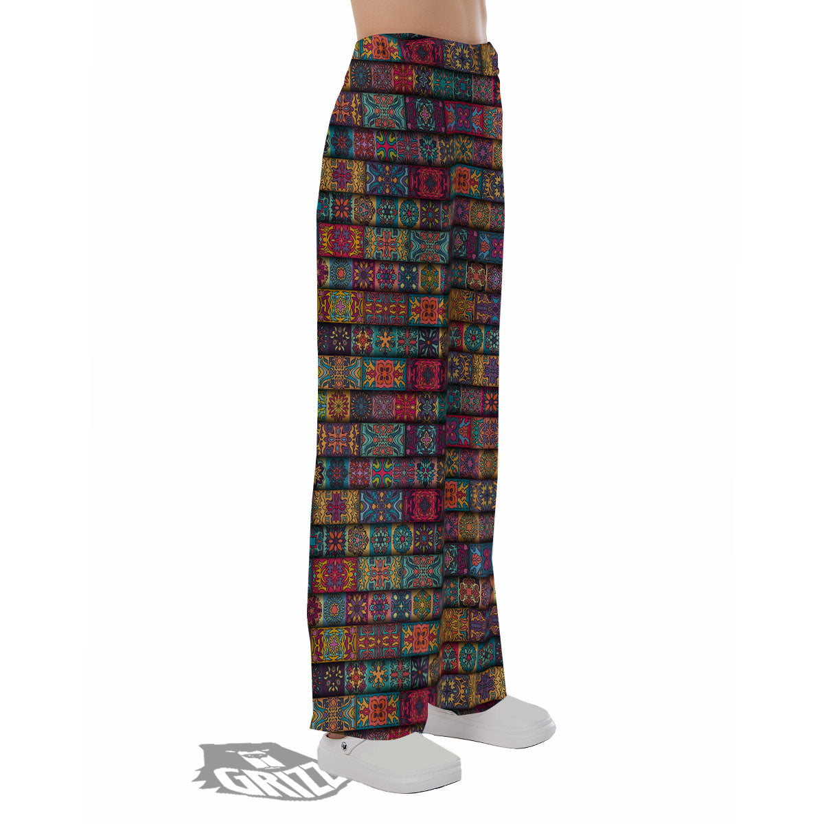 Mandala Bohemian Rectangle Print Pattern Pajama Pants-grizzshop