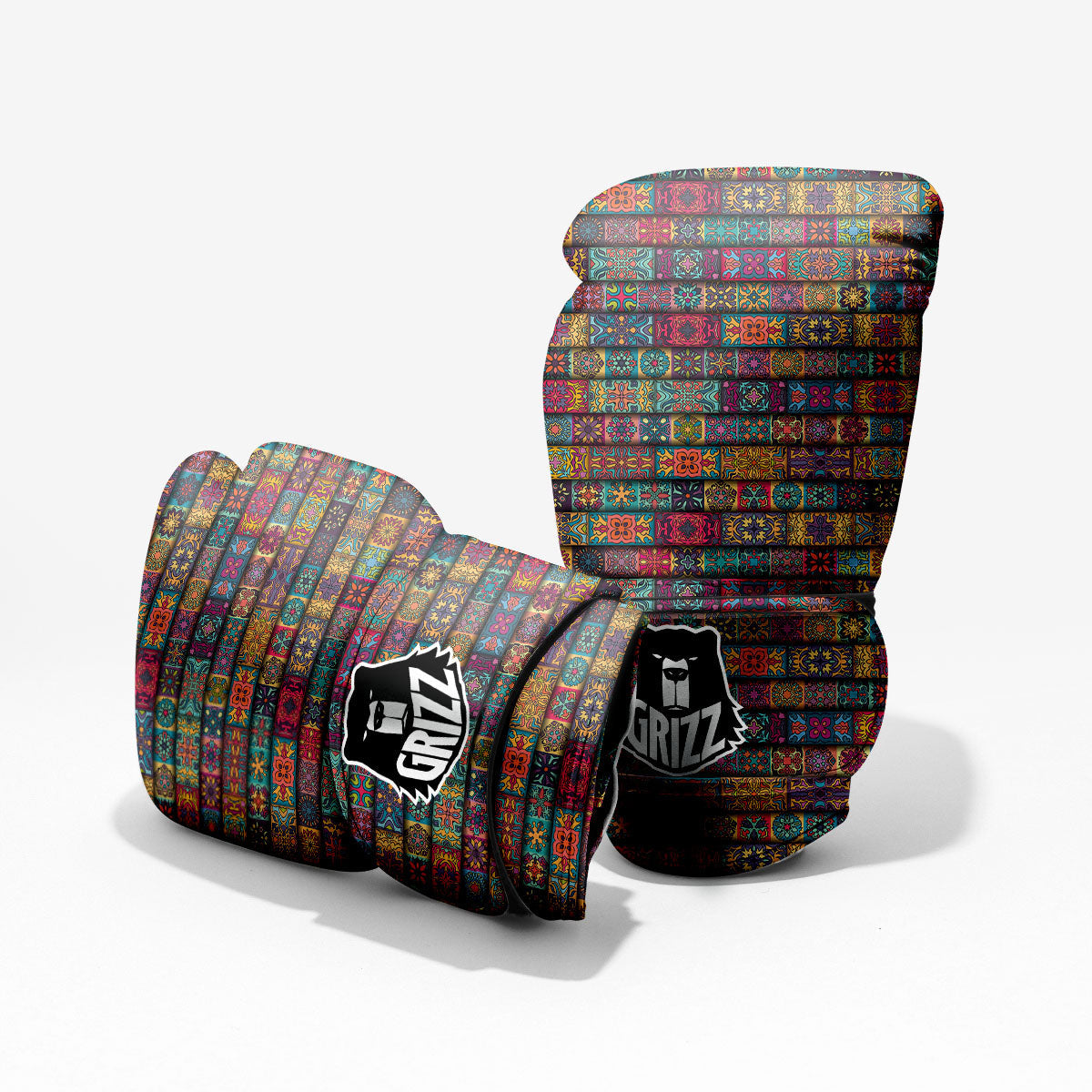 Mandala Bohemian Rectangle Print Pattern Pro Boxing Glove
