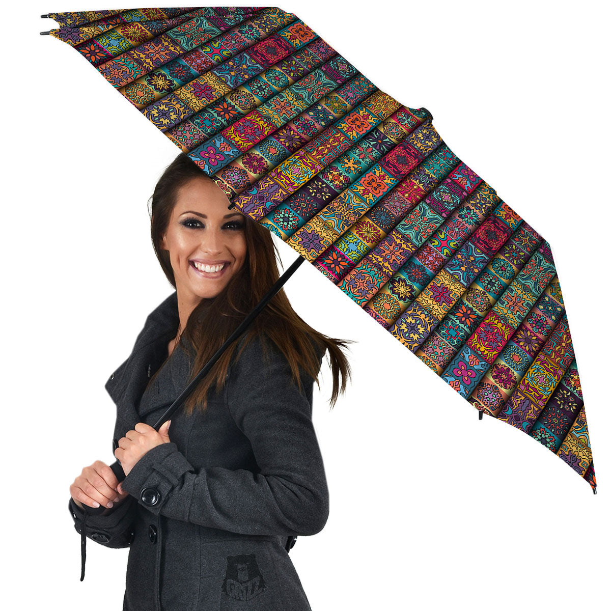 Mandala Bohemian Rectangle Print Pattern Umbrella-grizzshop