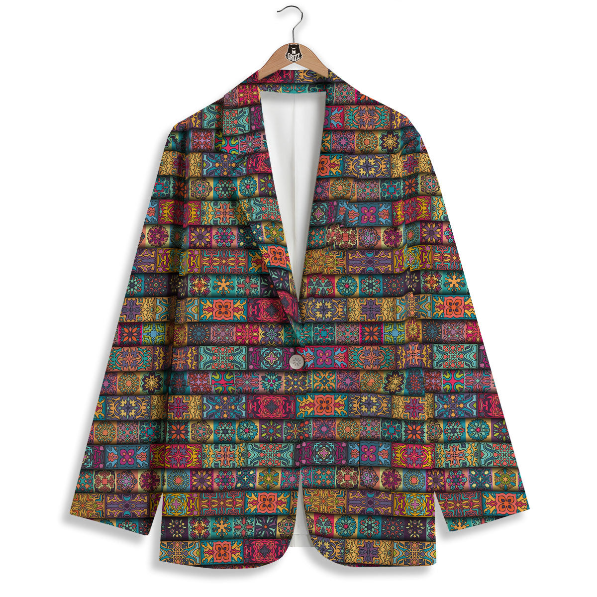Mandala Bohemian Rectangle Print Pattern Women's Blazer-grizzshop