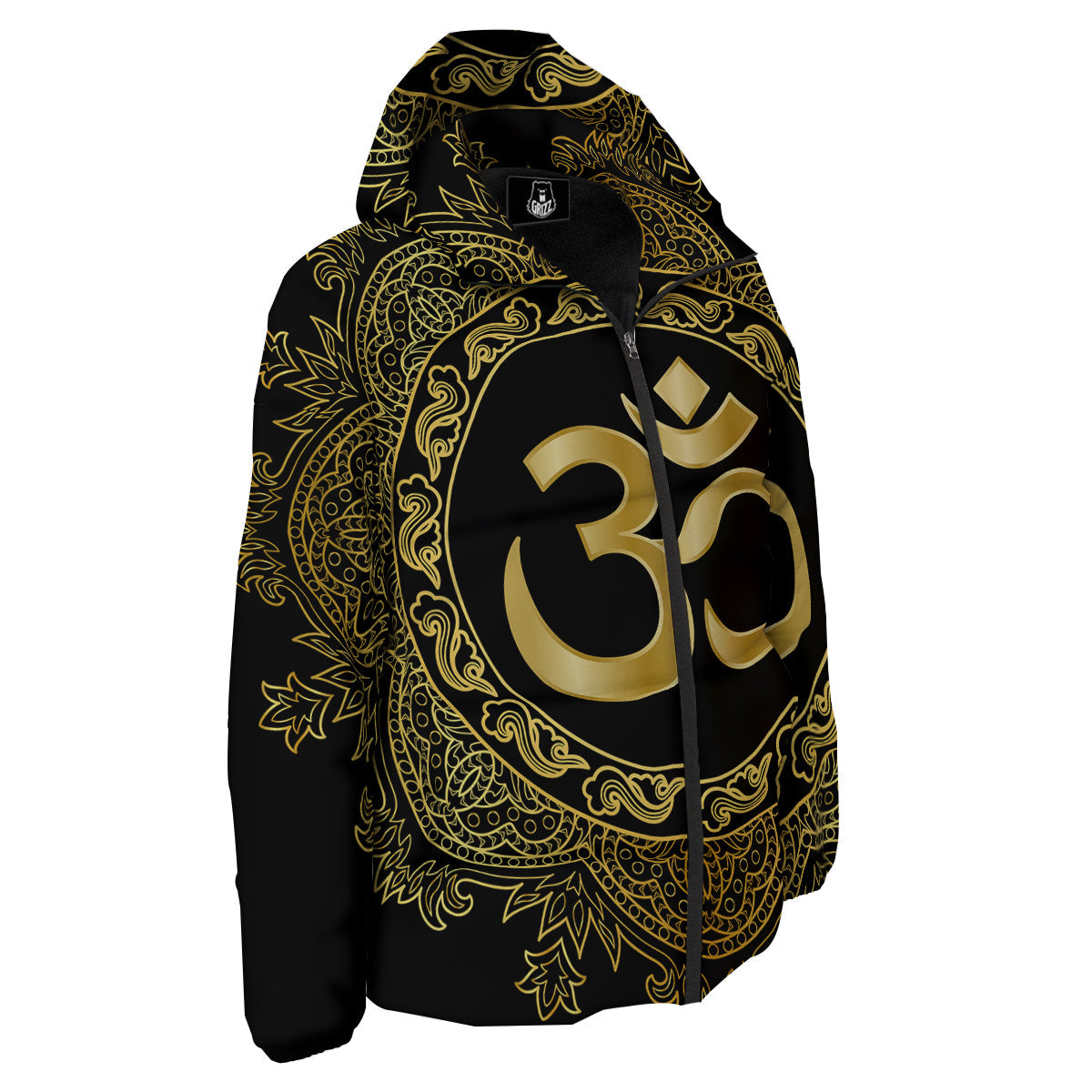 Mandala Boho Om Print Down Jacket-grizzshop