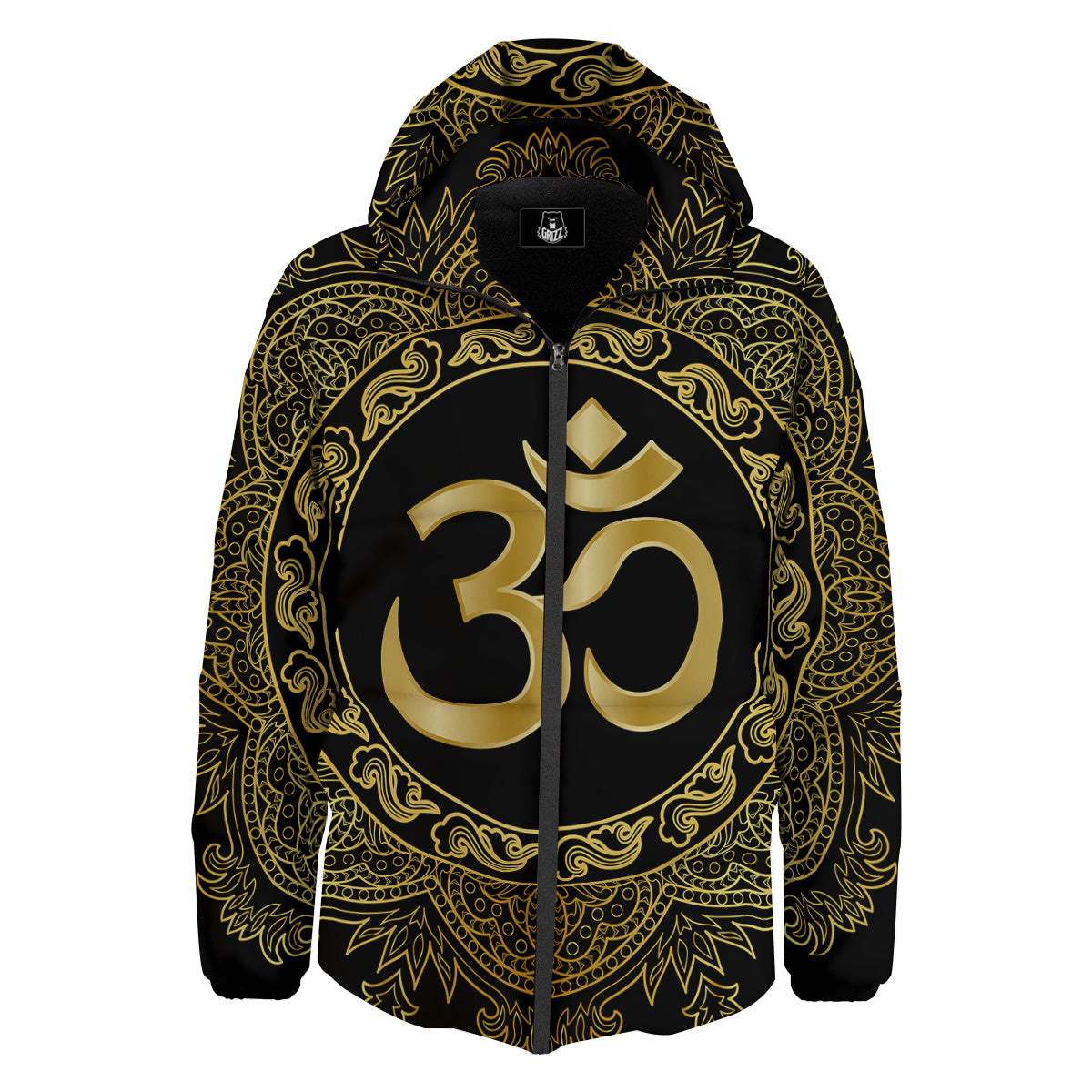 Mandala Boho Om Print Down Jacket-grizzshop