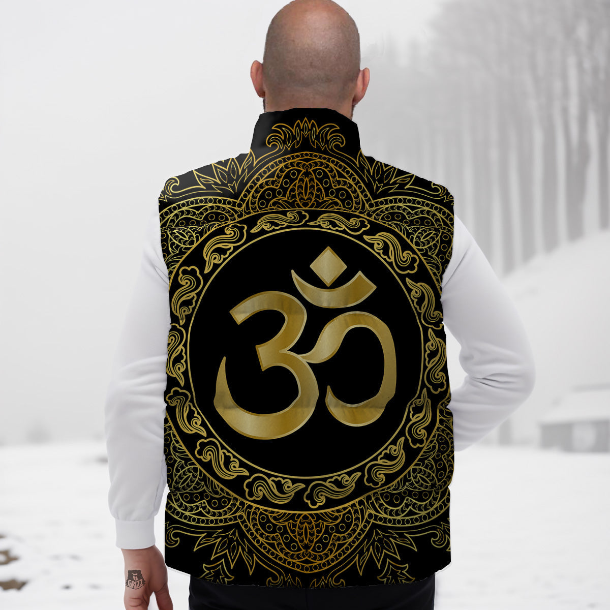 Mandala Boho Om Print Down Vest-grizzshop