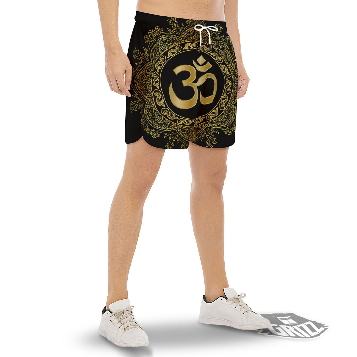 Mandala Boho Om Print Men's Gym Shorts-grizzshop
