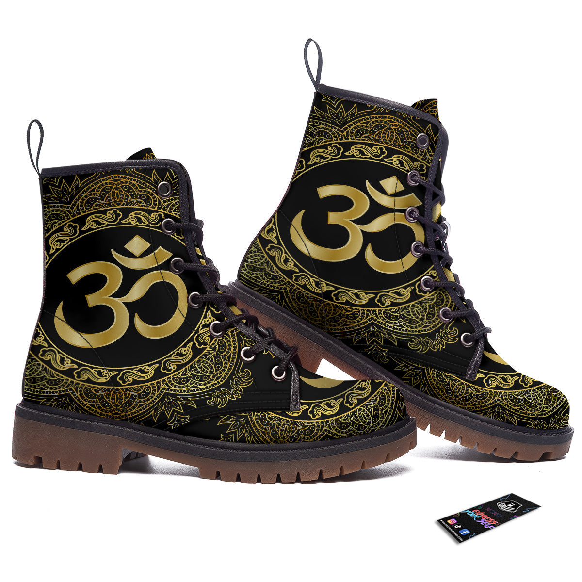 Mandala Boho Om Print Work Boots-grizzshop
