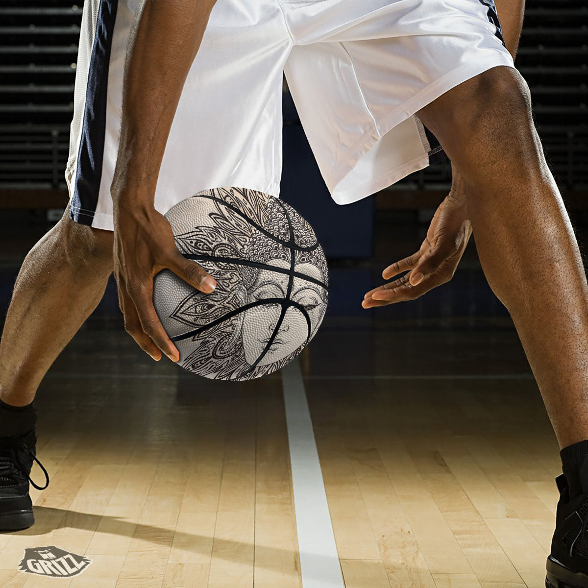 Mandala Buddha Beige Print Basketball-grizzshop