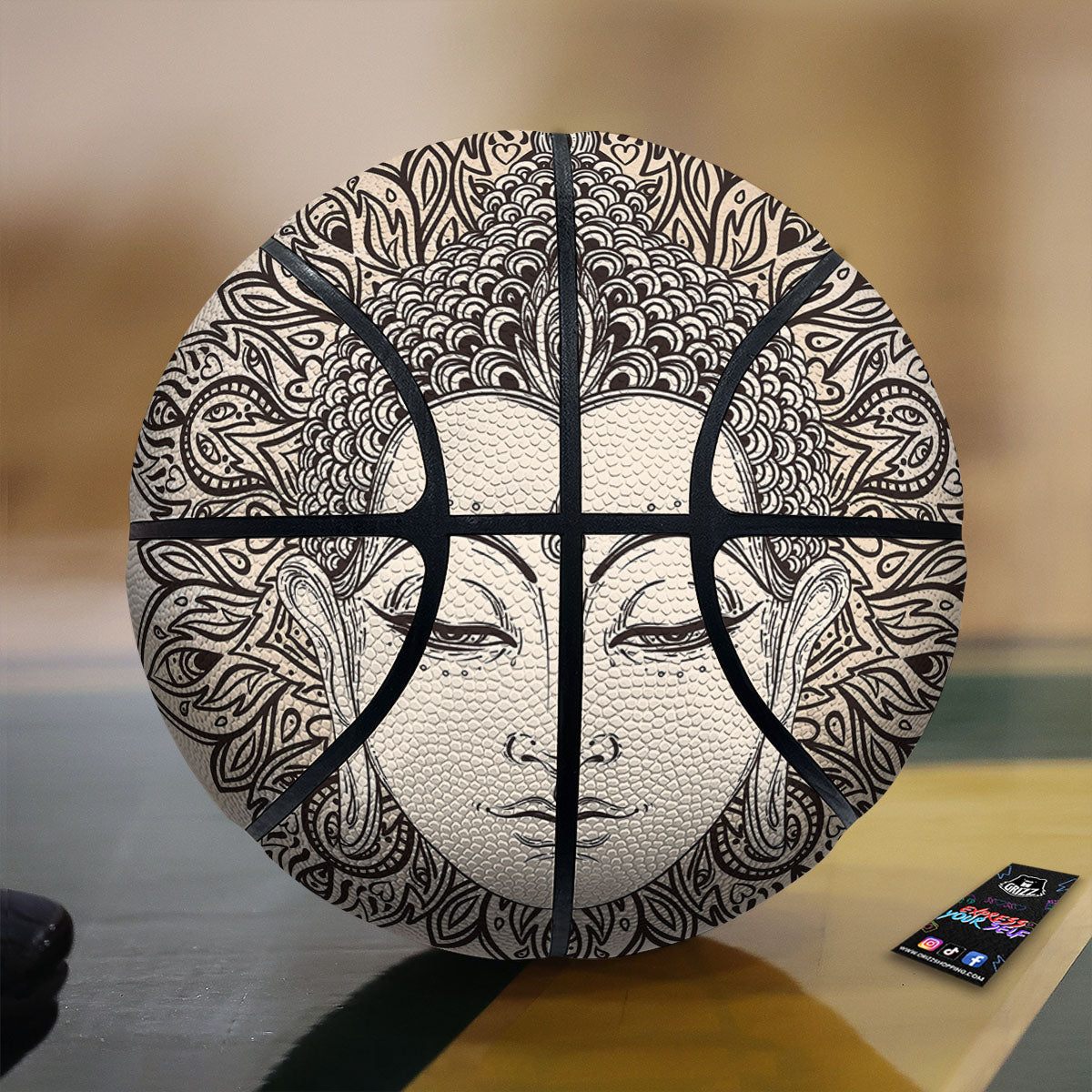 Mandala Buddha Beige Print Basketball-grizzshop