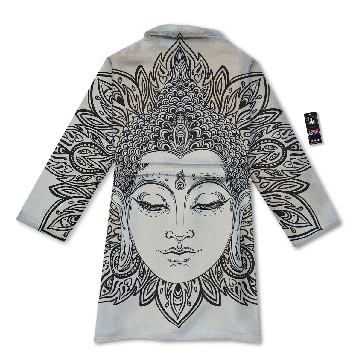 Mandala Buddha Beige Print Bathrobe-grizzshop