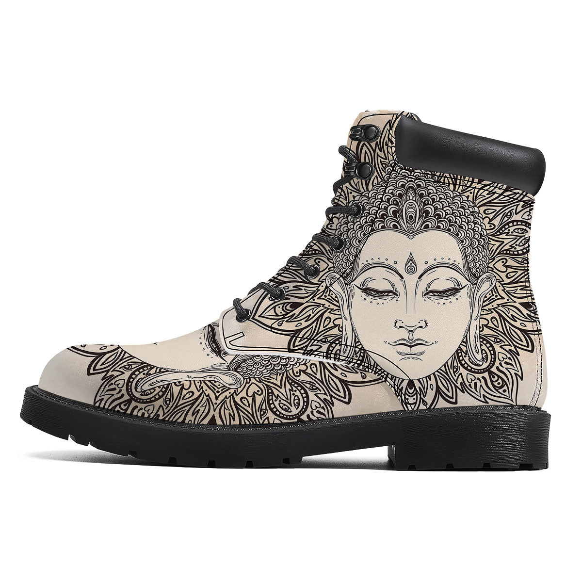 Mandala Buddha Beige Print Boots-grizzshop