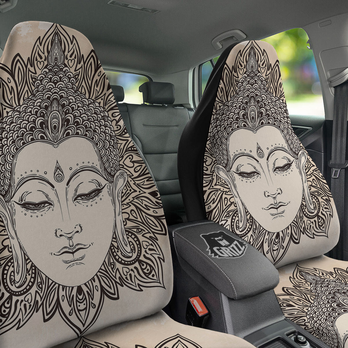 Mandala Buddha Beige Print Car Seat Covers-grizzshop